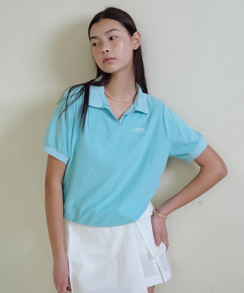 Monday Flow Terry Collar Top - Sky Blue