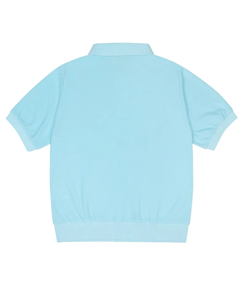 Monday Flow Terry Collar Top - Sky Blue