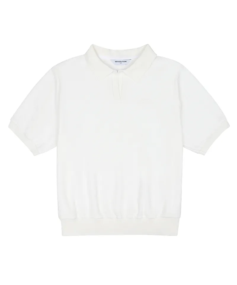 Monday Flow Terry Collar Top - White