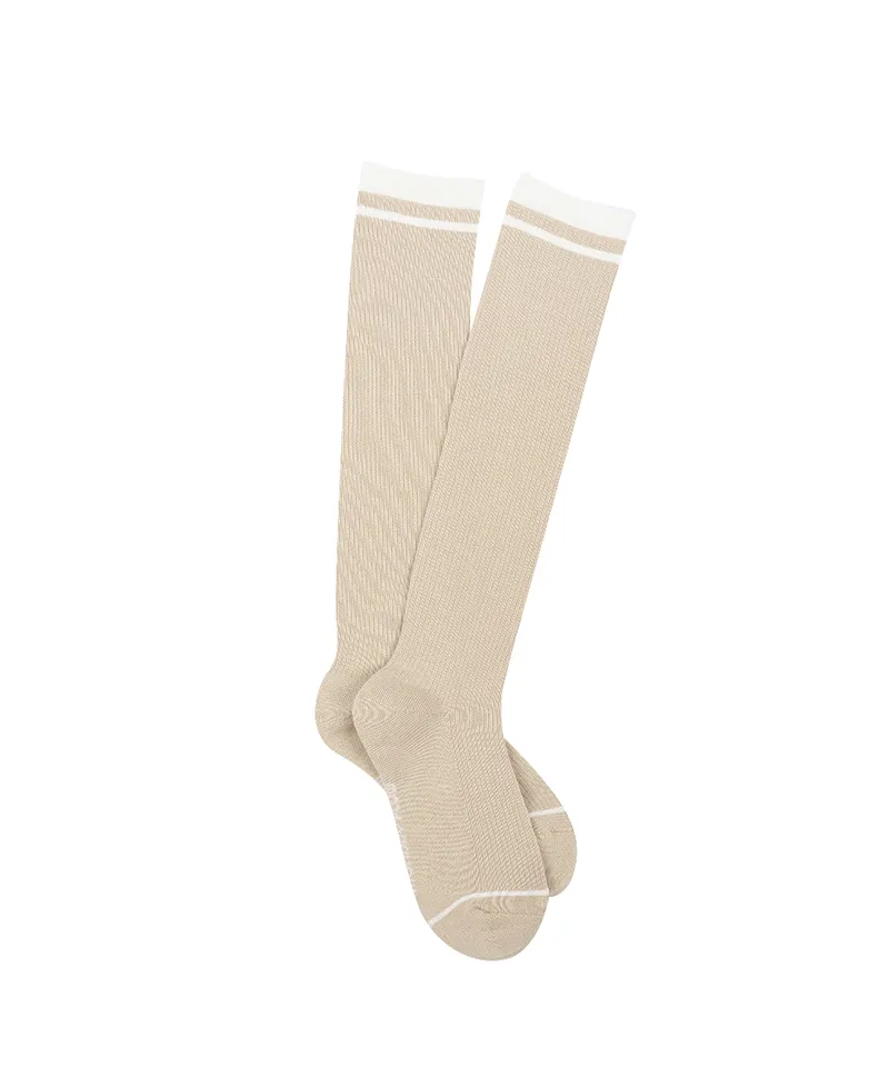 Monday Flow Women's Striped Knee Socks - Beige