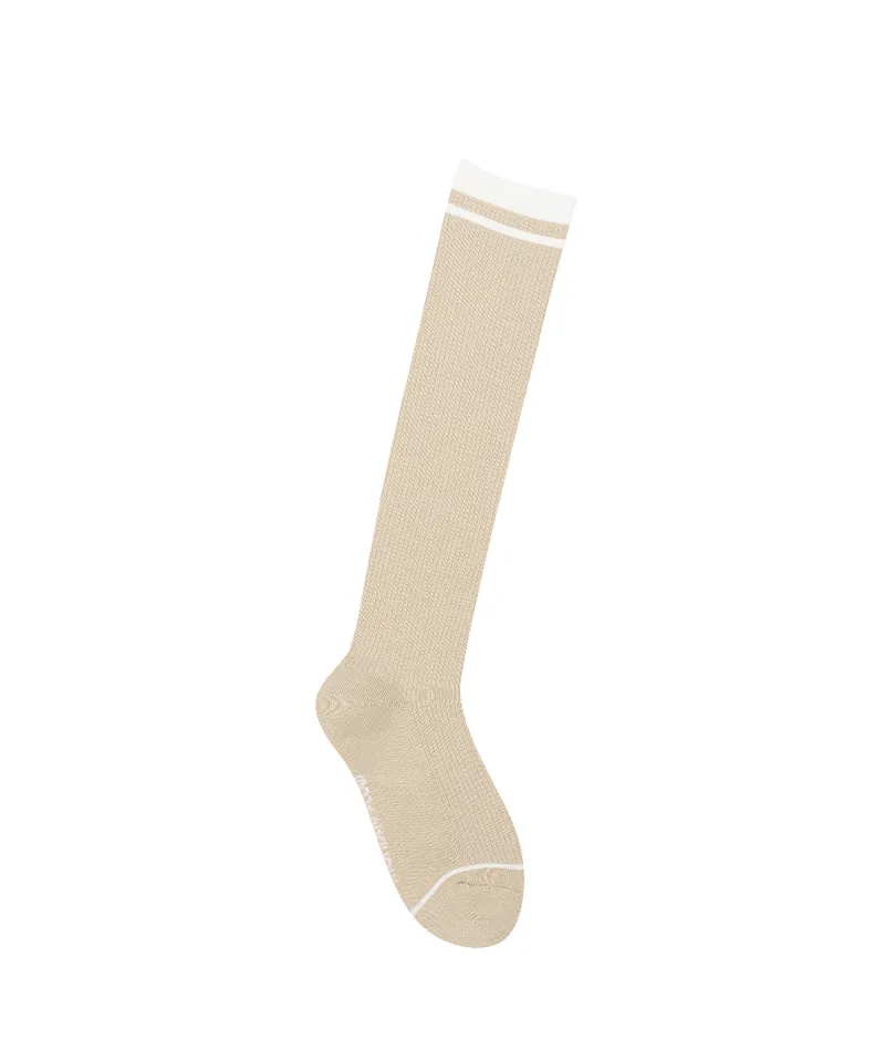 Monday Flow Women's Striped Knee Socks - Beige