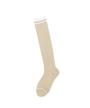 Monday Flow Women's Striped Knee Socks - Beige