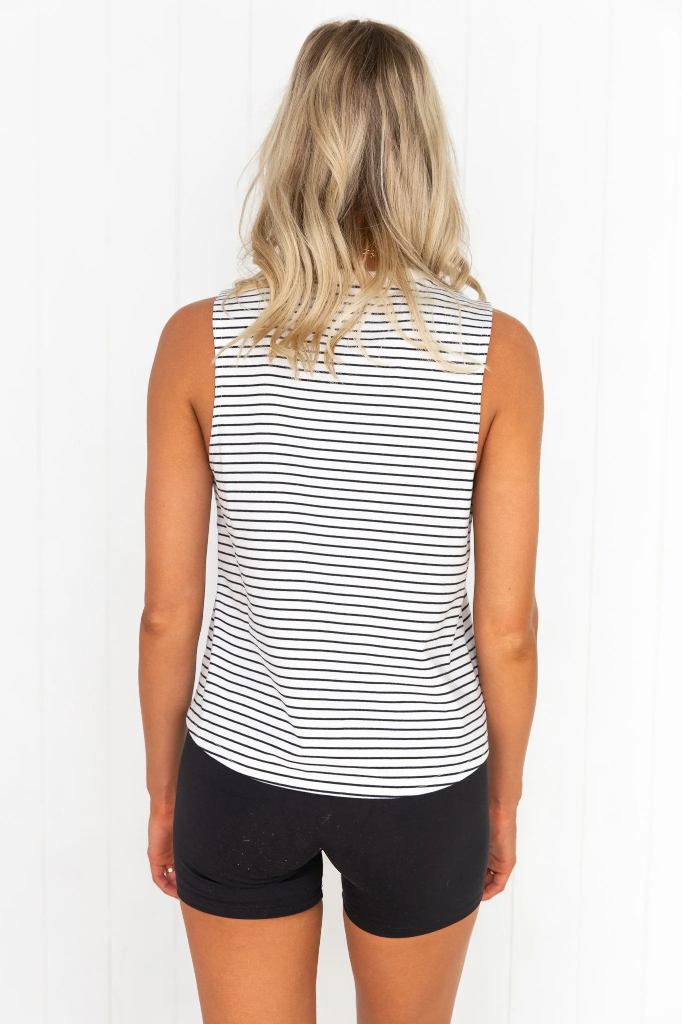 Motivated Tank - White/Black Stripe