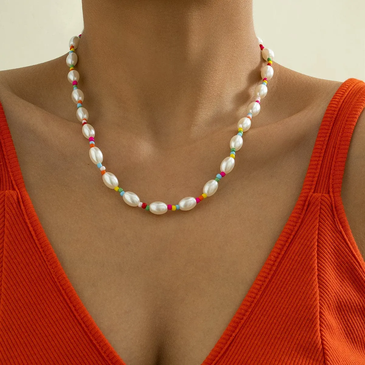Multicolor Howlite & Pearl 18K Gold-Plated Beaded Necklace