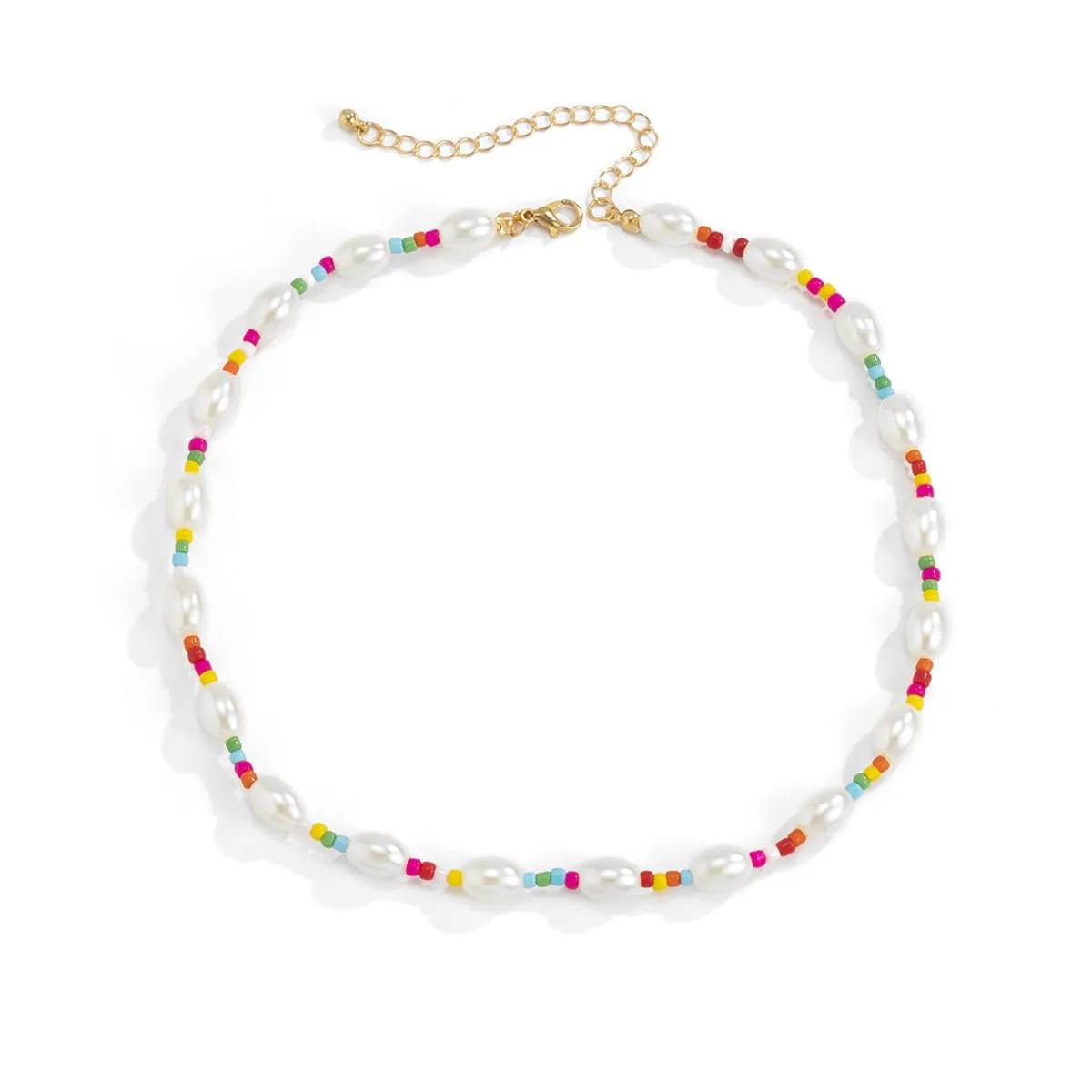 Multicolor Howlite & Pearl 18K Gold-Plated Beaded Necklace