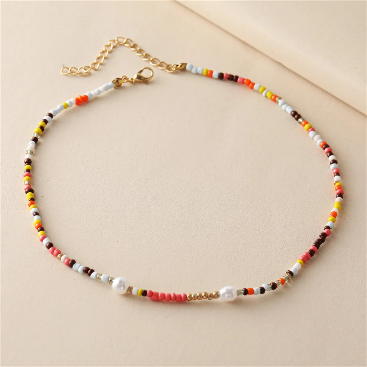 Multicolor Howlite & Pearl Beaded Necklace