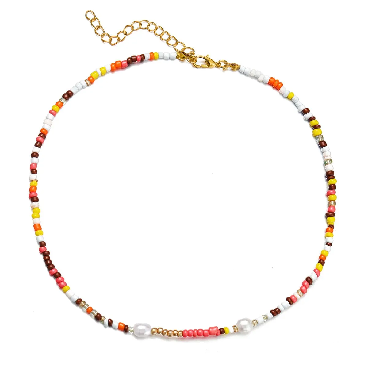 Multicolor Howlite & Pearl Beaded Necklace