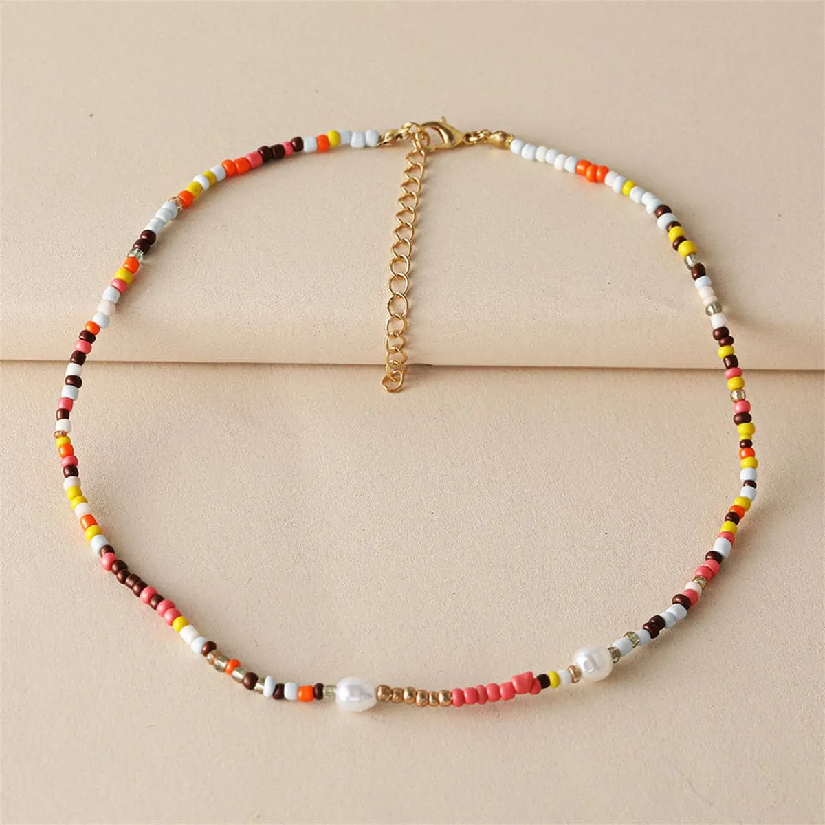Multicolor Howlite & Pearl Beaded Necklace