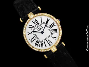 Must De Cartier Vendome Ladies Vermeil Watch - 18K Gold Over Sterling Silver with Diamonds