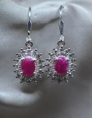 Natural Ruby Diamond Stone Earrings
