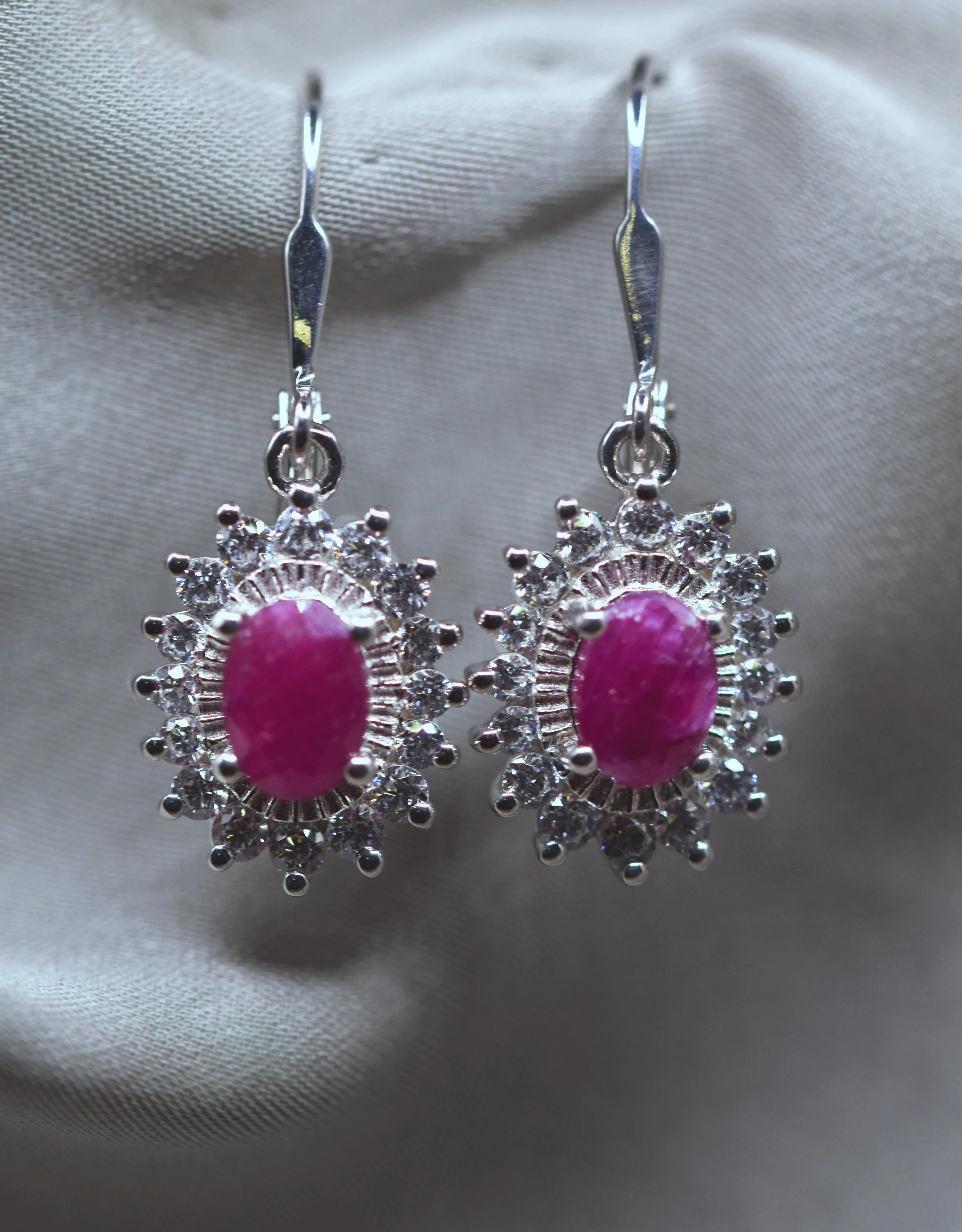 Natural Ruby Diamond Stone Earrings