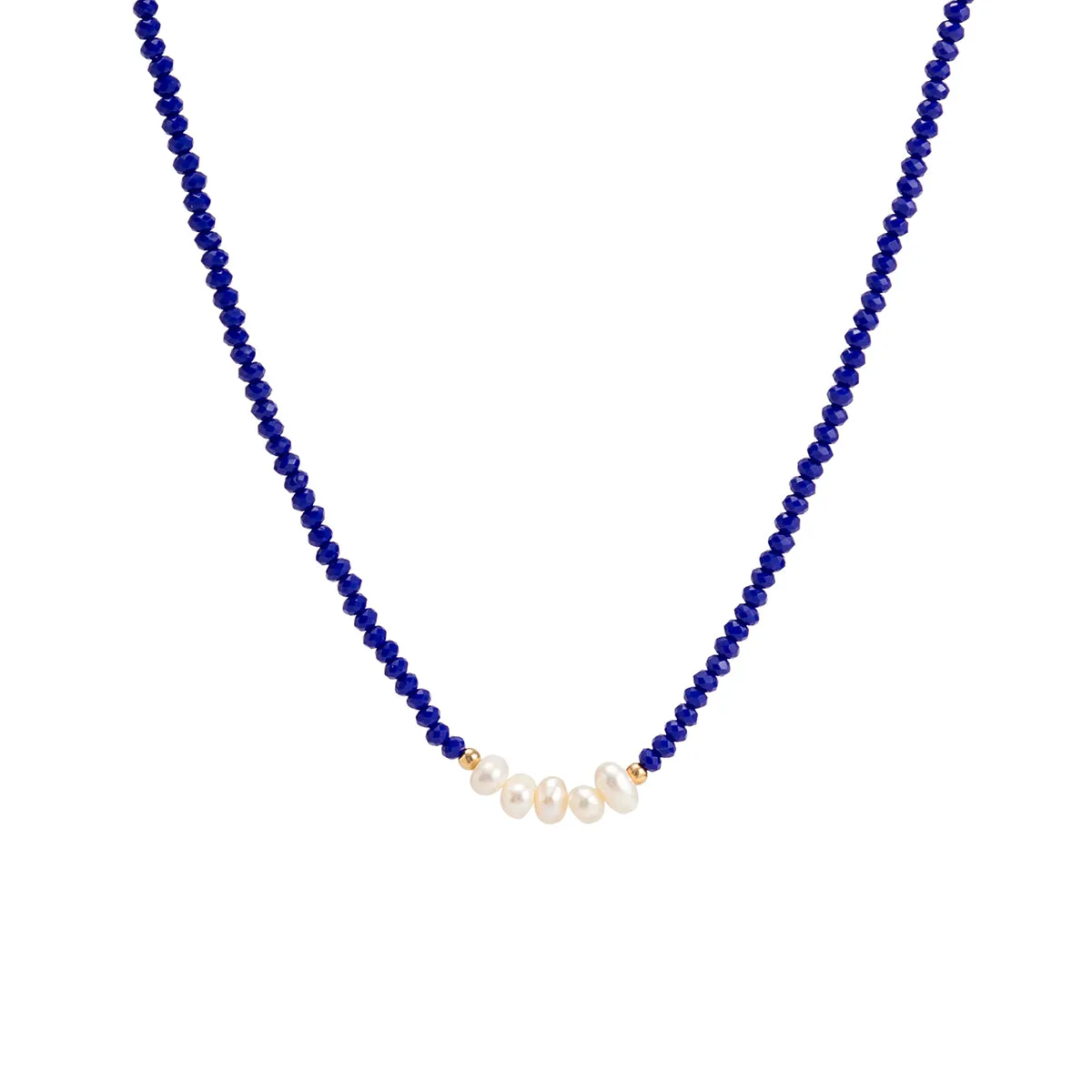 Navy & Pearl Beaded Choker Necklace