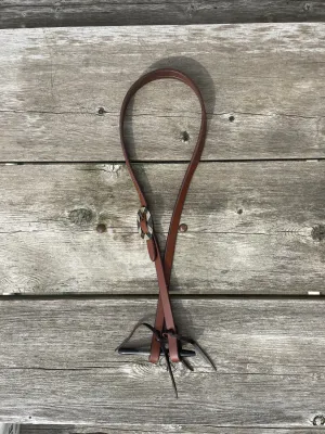 Oiled Harness Split Ear Headstall With Antique Silver Bar Buckle