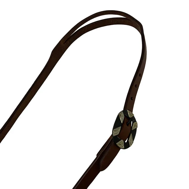 Oiled Harness Split Ear Headstall With Antique Silver Bar Buckle