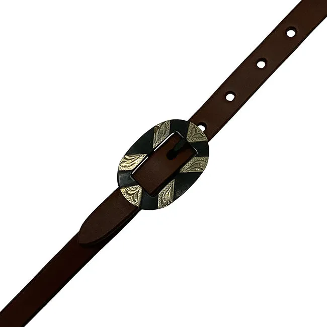Oiled Harness Split Ear Headstall With Antique Silver Bar Buckle