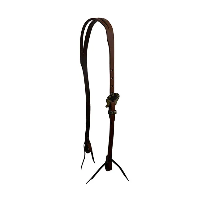 Oiled Harness Split Ear Headstall With Cowboy Gambler Buckle