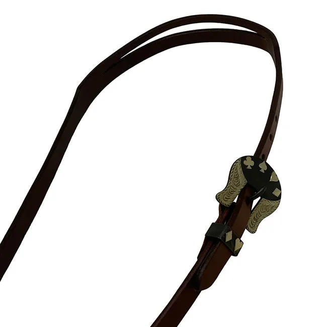 Oiled Harness Split Ear Headstall With Cowboy Gambler Buckle