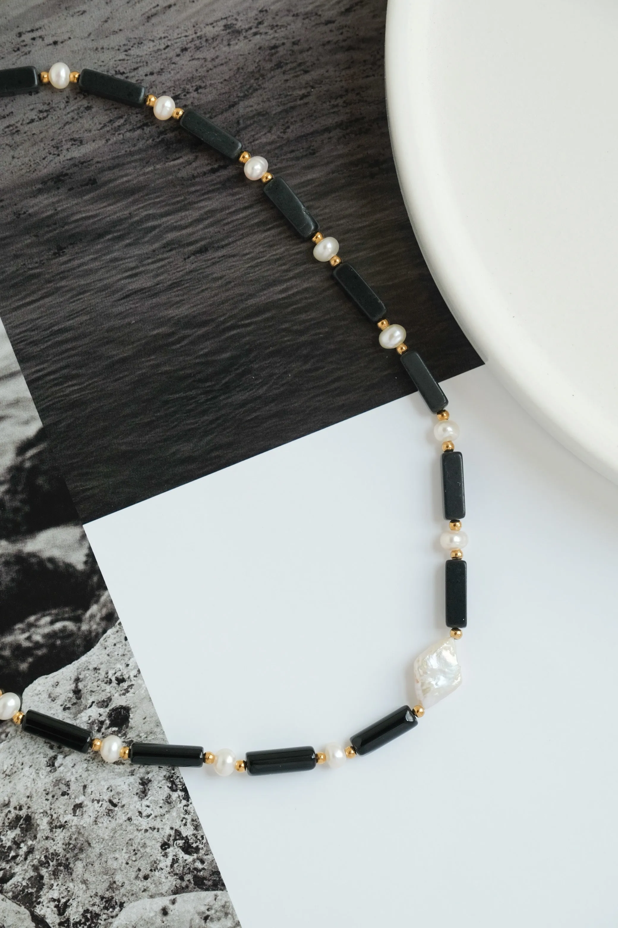 Onyx & Pearl Necklace
