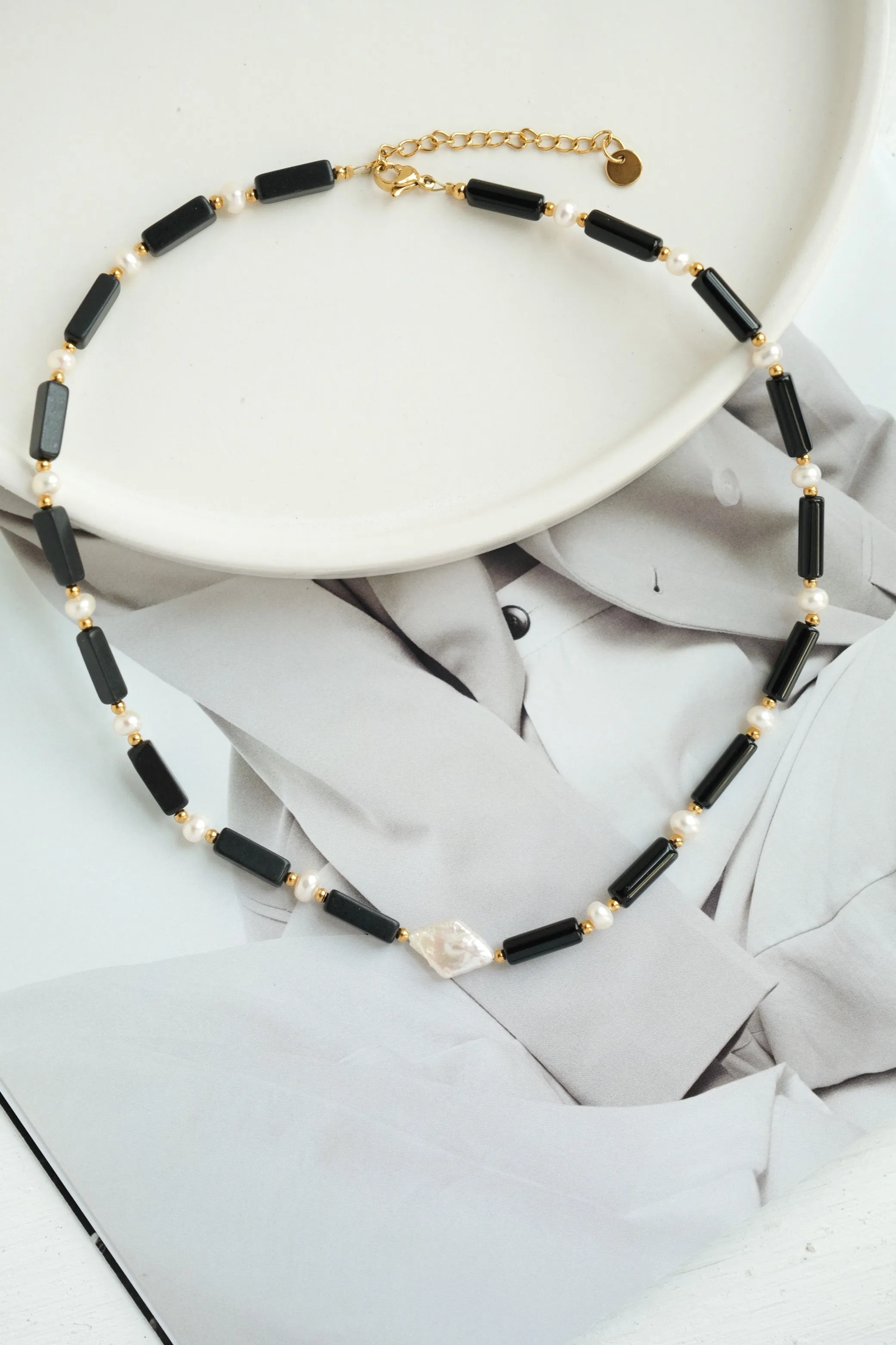 Onyx & Pearl Necklace