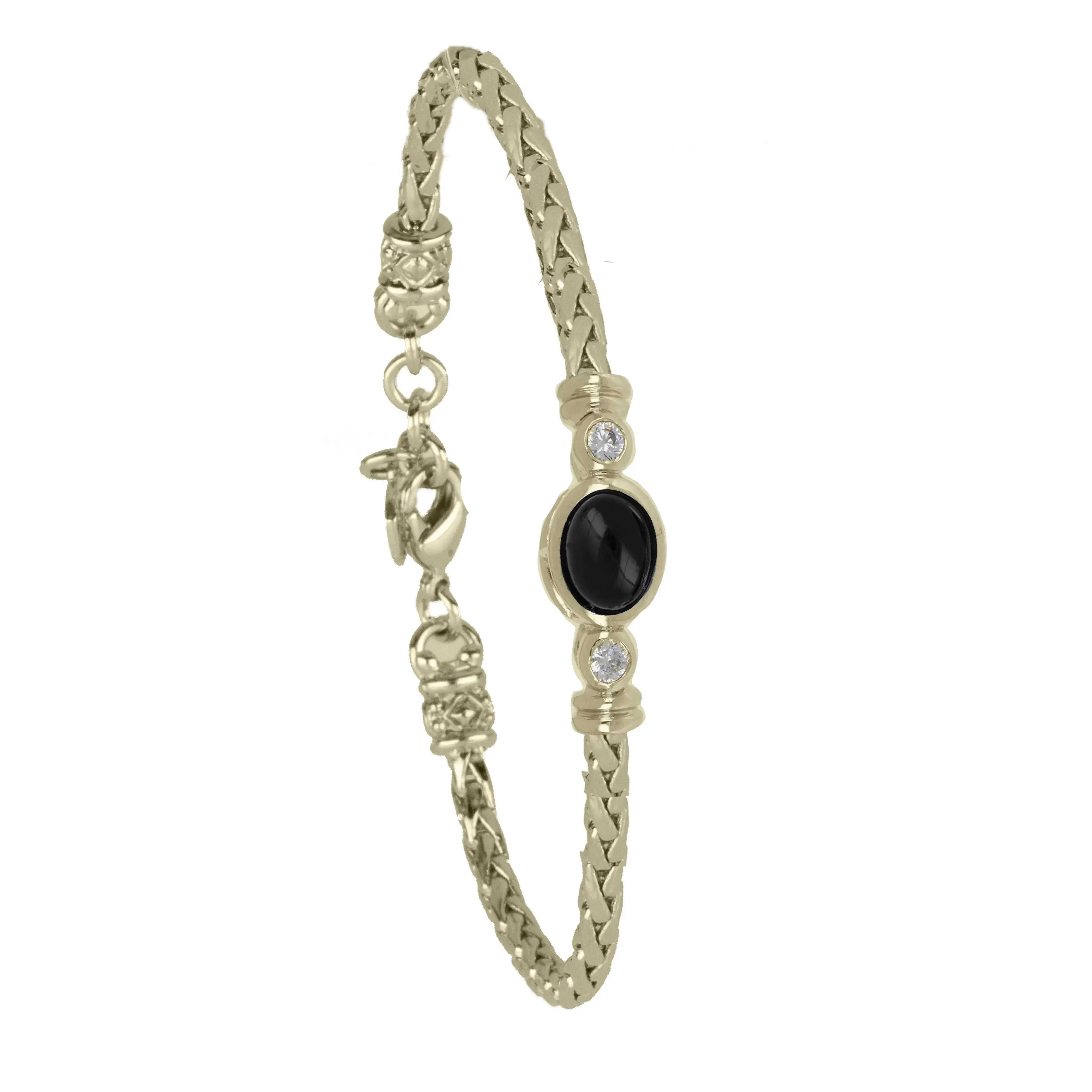 Opalas do Mar/Black Onyx Collection - Single Strand Oval Stone CZ Bracelet