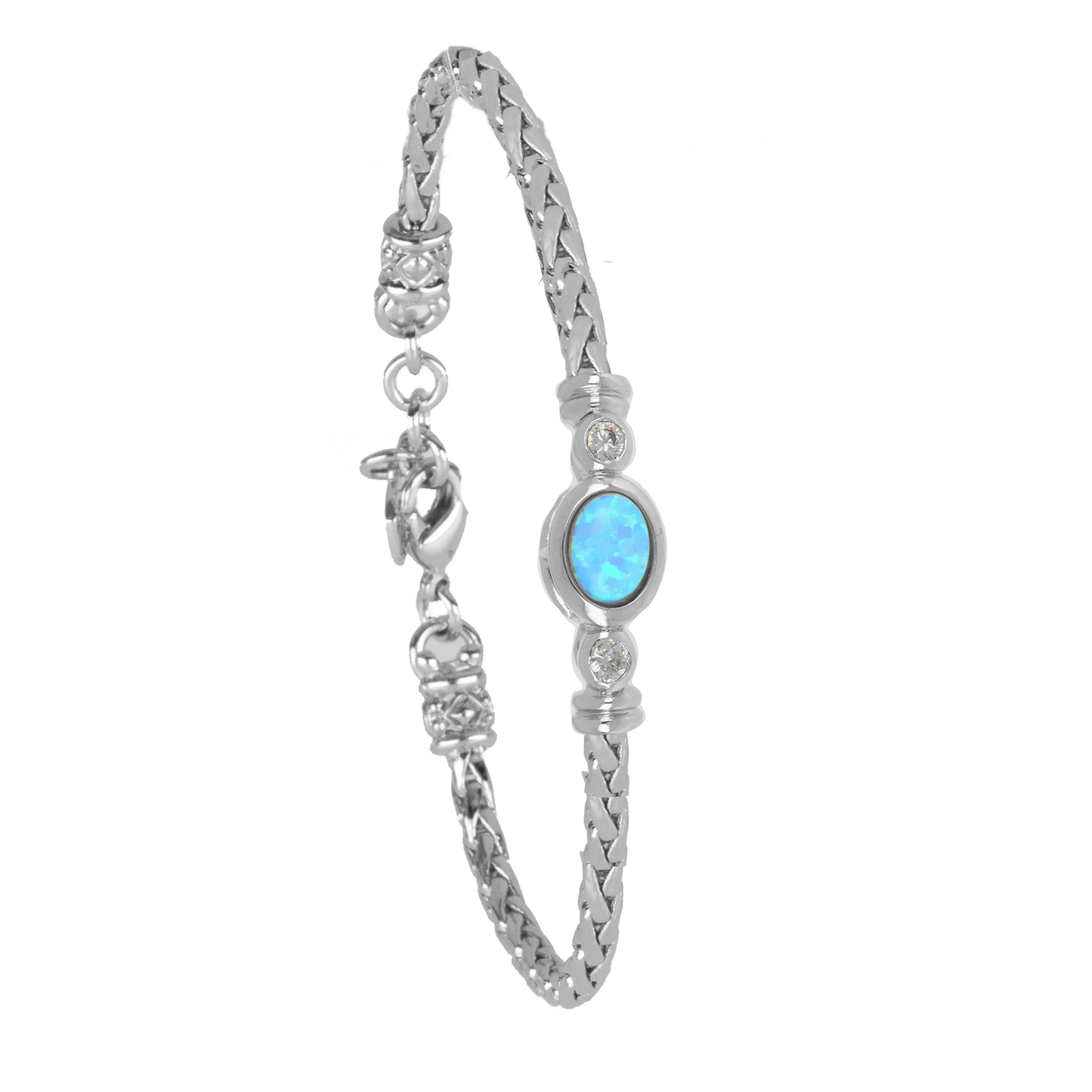 Opalas do Mar/Black Onyx Collection - Single Strand Oval Stone CZ Bracelet
