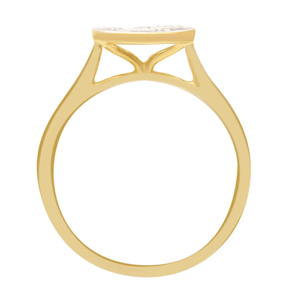 Oval Shape Ring with 1/2ct of Diamonds in 9ct Yellow Gold