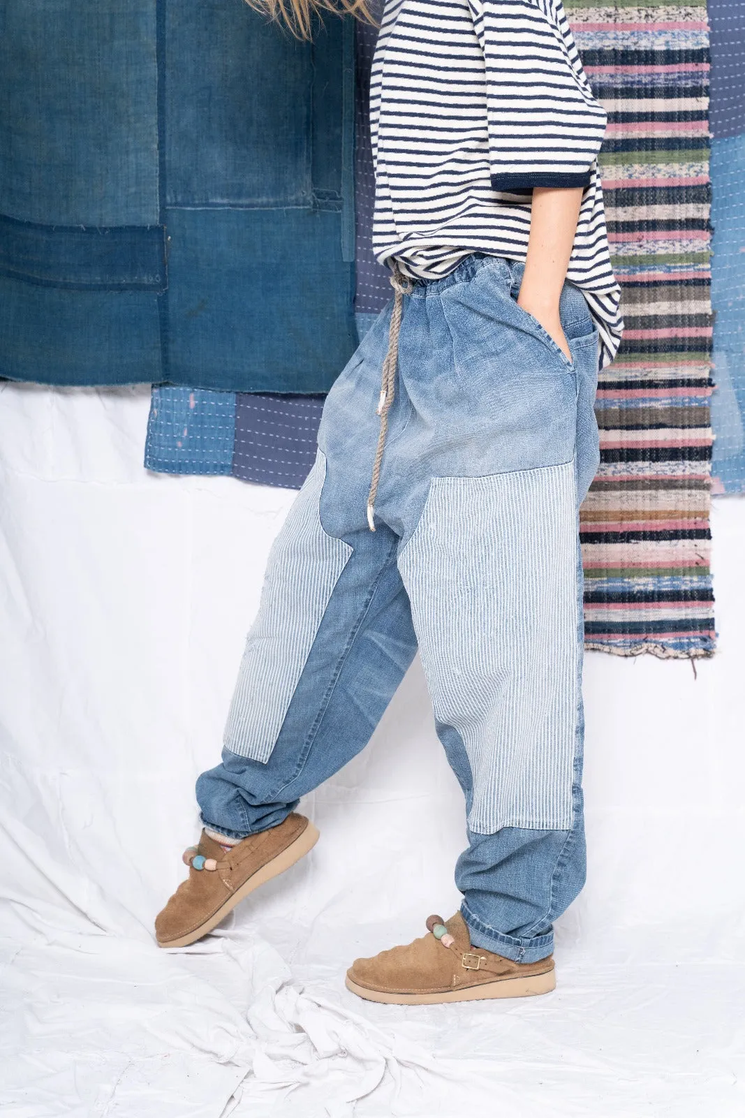 P70 Pleated Easy Pant Japanese Selvedge Denim Sunfaded