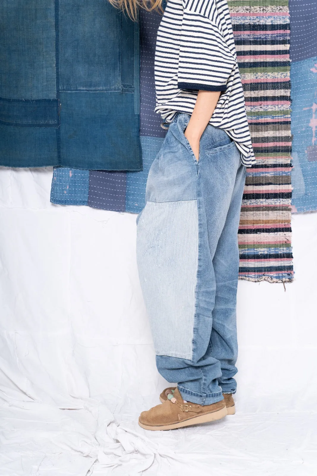 P70 Pleated Easy Pant Japanese Selvedge Denim Sunfaded
