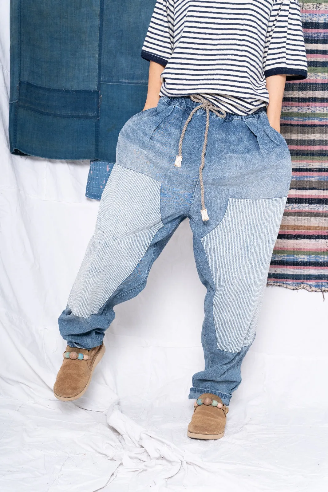 P70 Pleated Easy Pant Japanese Selvedge Denim Sunfaded