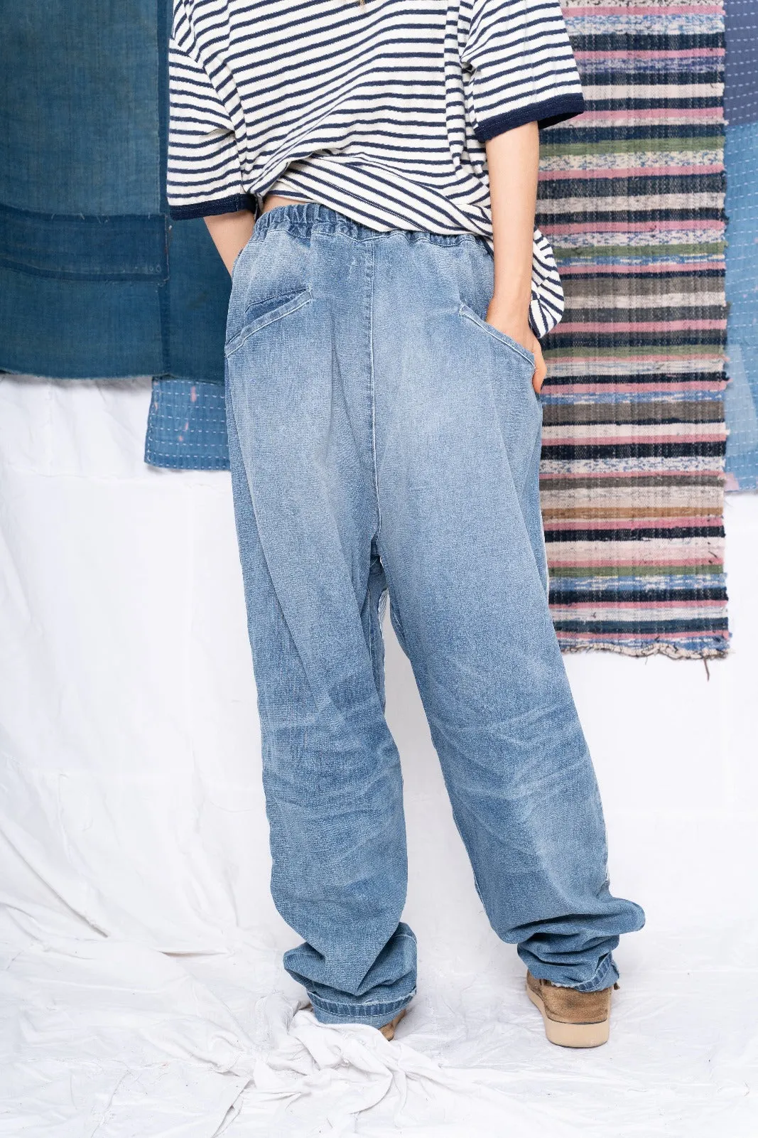 P70 Pleated Easy Pant Japanese Selvedge Denim Sunfaded