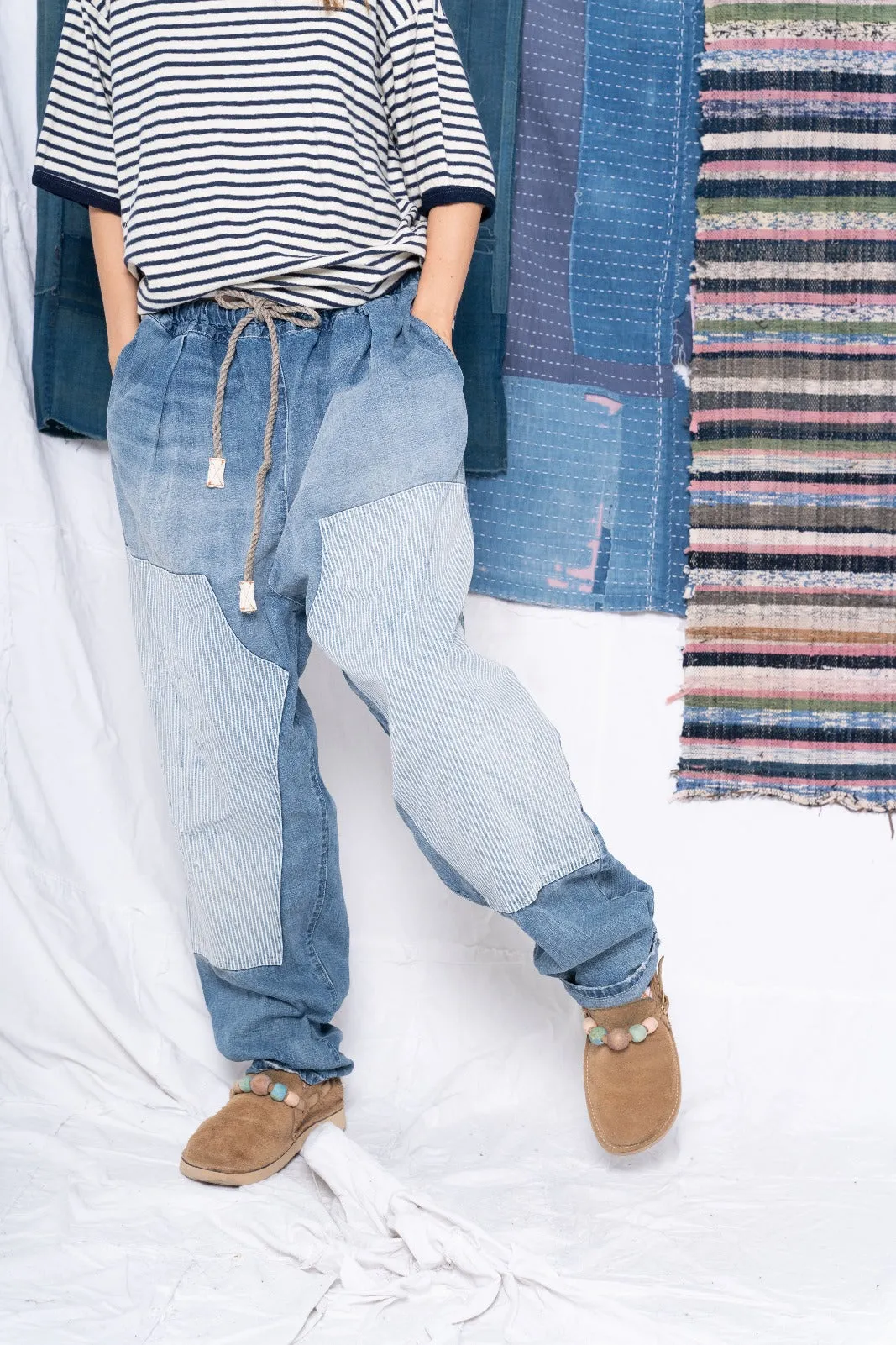 P70 Pleated Easy Pant Japanese Selvedge Denim Sunfaded