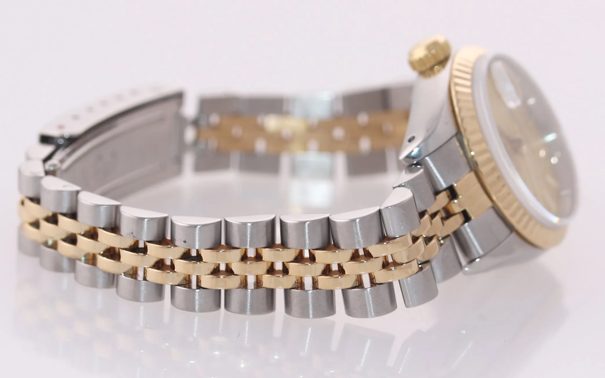 PAPERS Ladies Rolex 69173 Two Tone 18k Gold 26mm champagne Watch Box