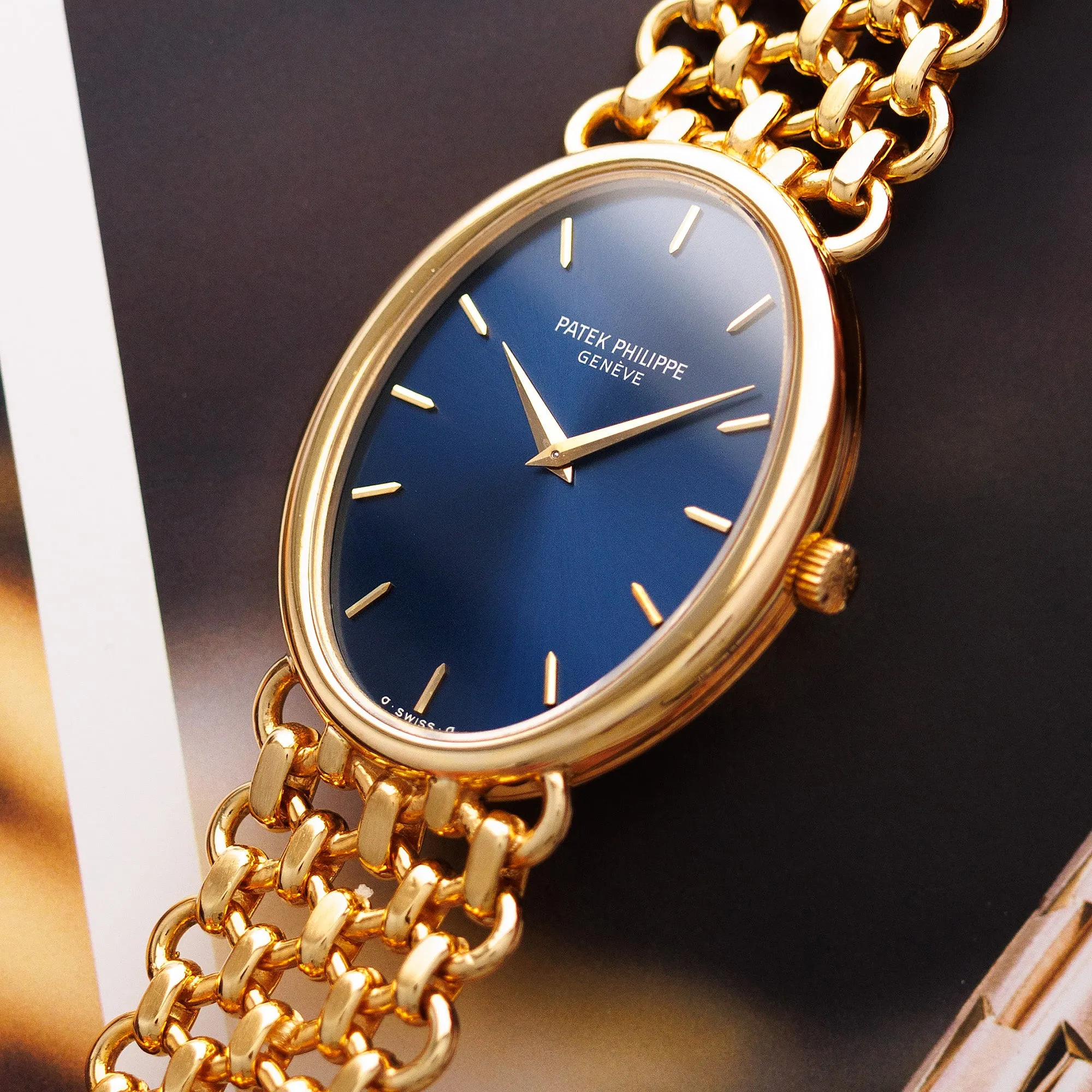 Patek Philippe Yellow Gold Vintage Jumbo Ellipse Ref. 3798/3 on JPE Chain Band