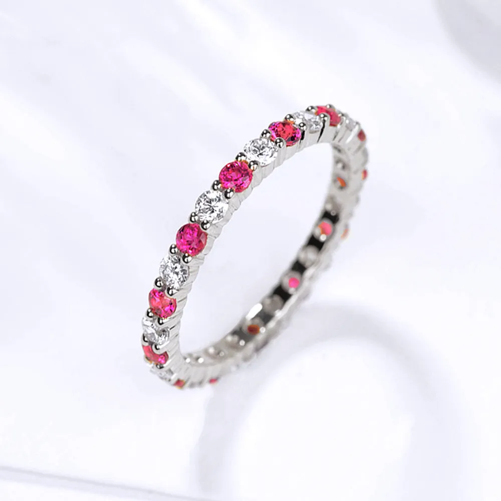 Pave Ruby and Diamond Full Eternity Ring
