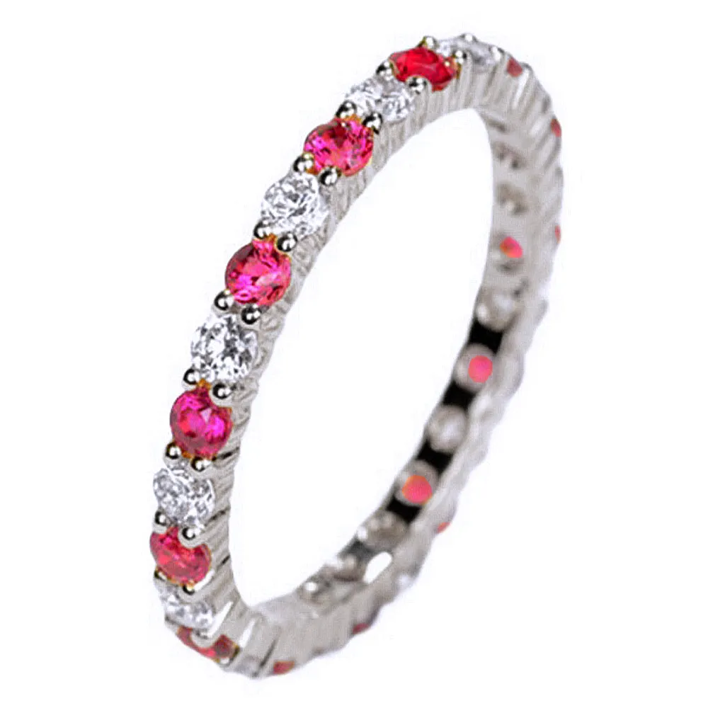 Pave Ruby and Diamond Full Eternity Ring