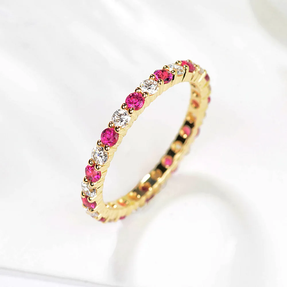 Pave Ruby and Diamond Full Eternity Ring