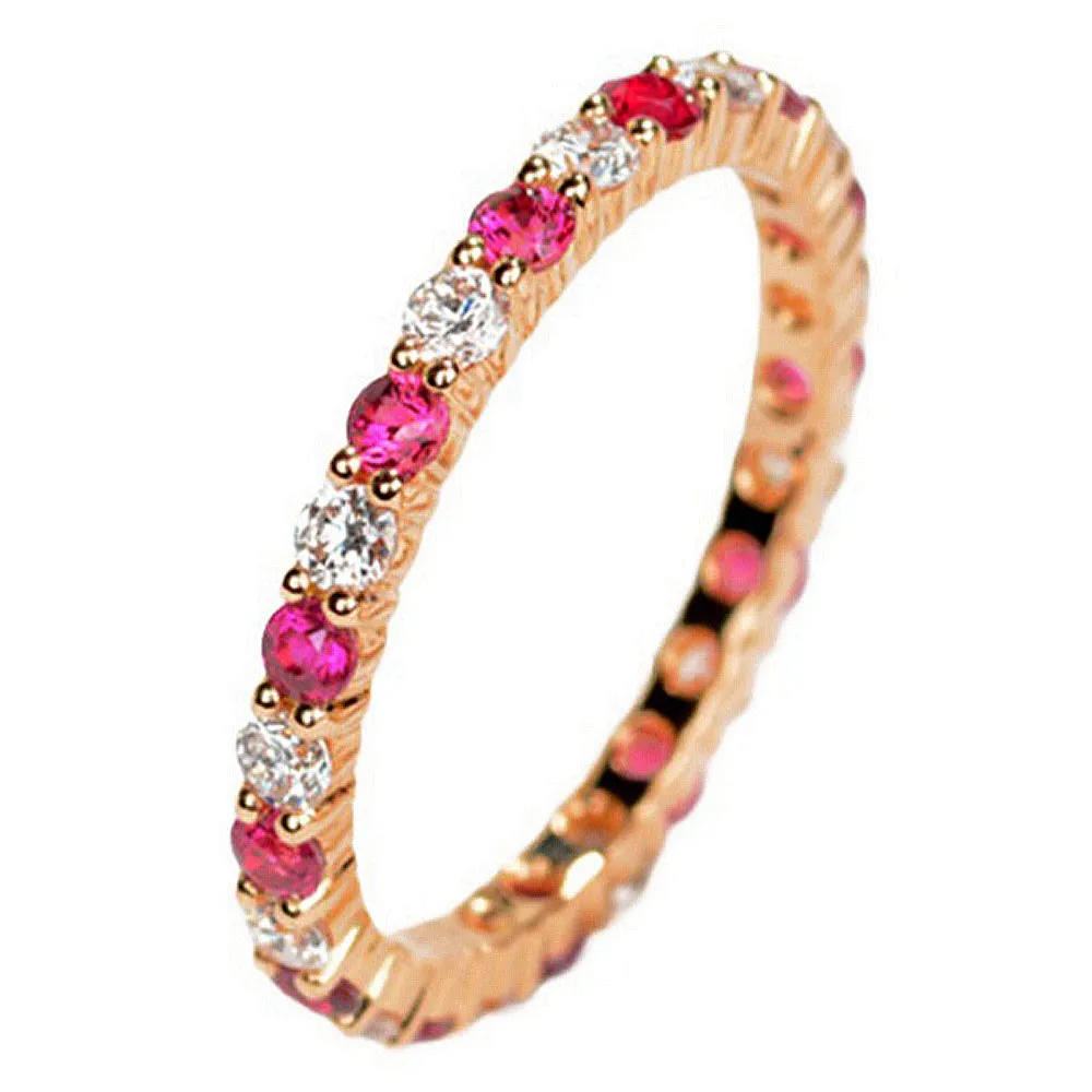 Pave Ruby and Diamond Full Eternity Ring