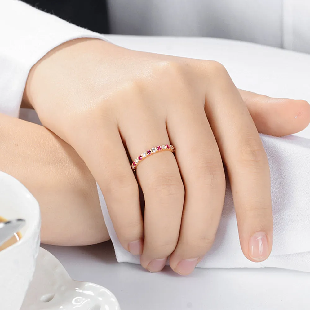 Pave Ruby and Diamond Full Eternity Ring