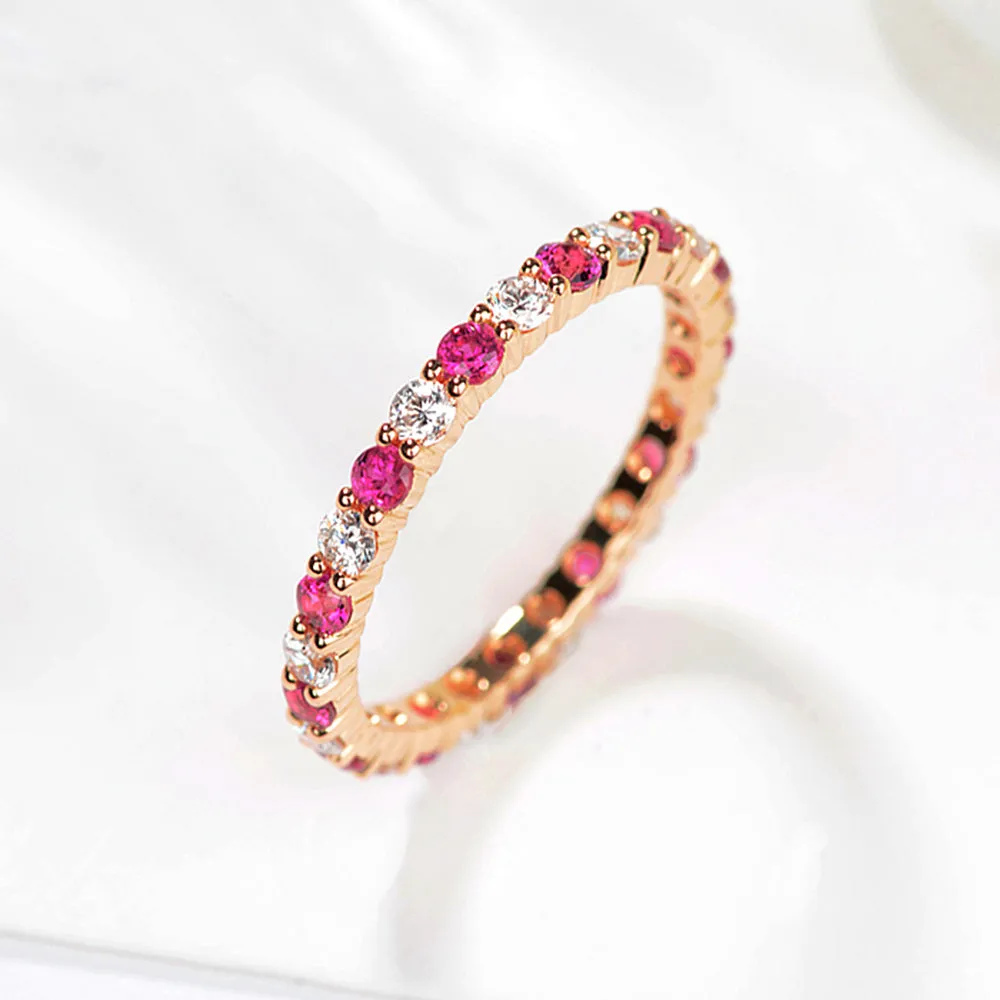 Pave Ruby and Diamond Full Eternity Ring
