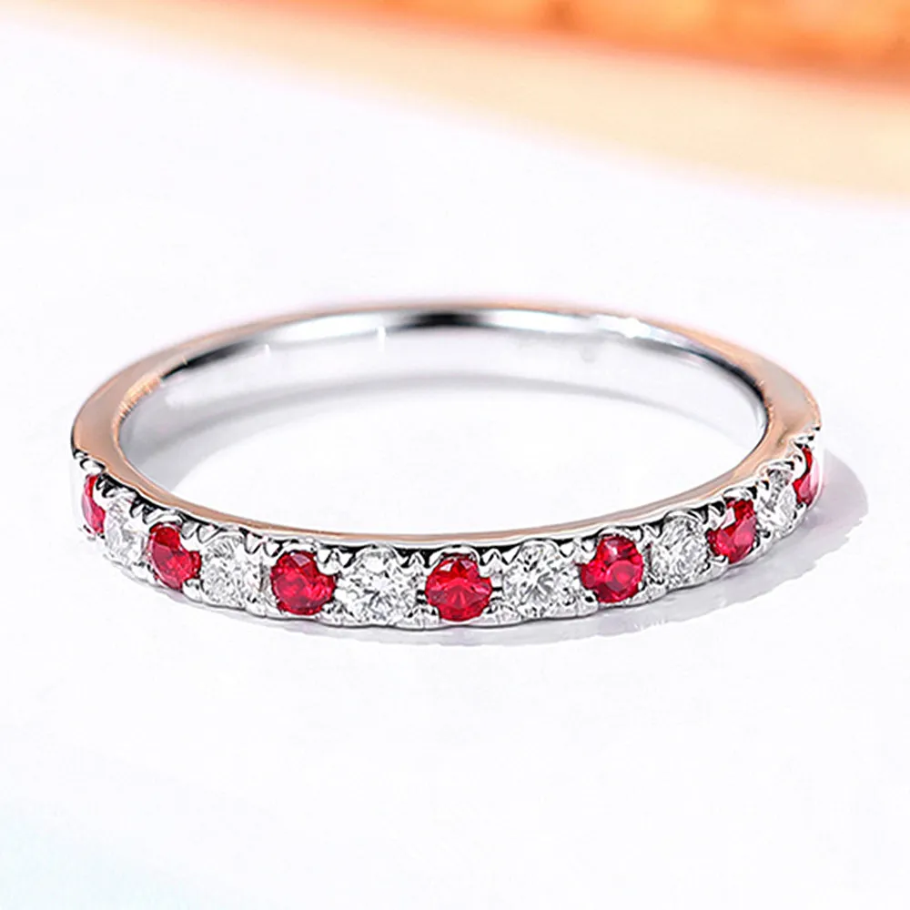 Pave Ruby and Diamond Stackable Ring