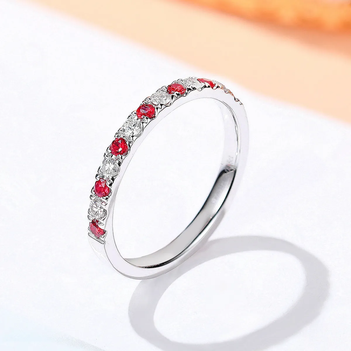 Pave Ruby and Diamond Stackable Ring