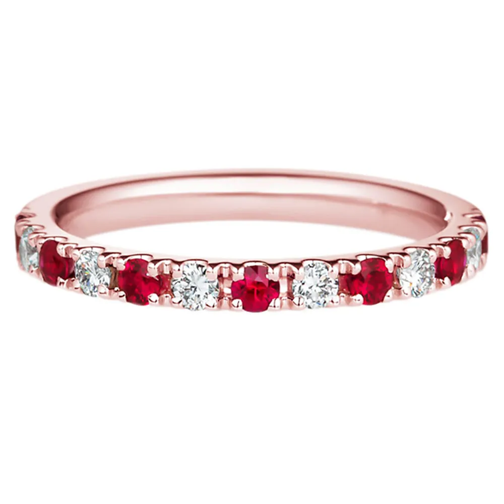 Pave Ruby and Diamond Stackable Ring