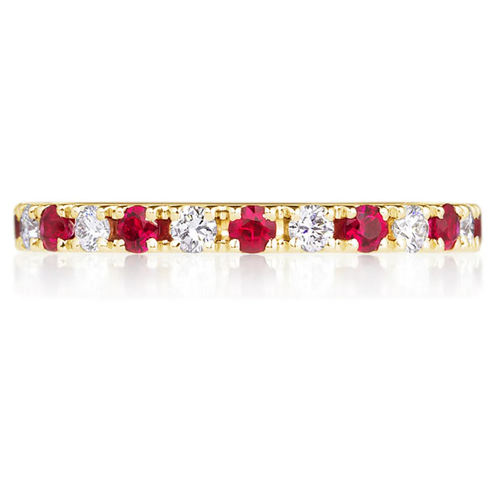 Pave Ruby and Diamond Stackable Ring