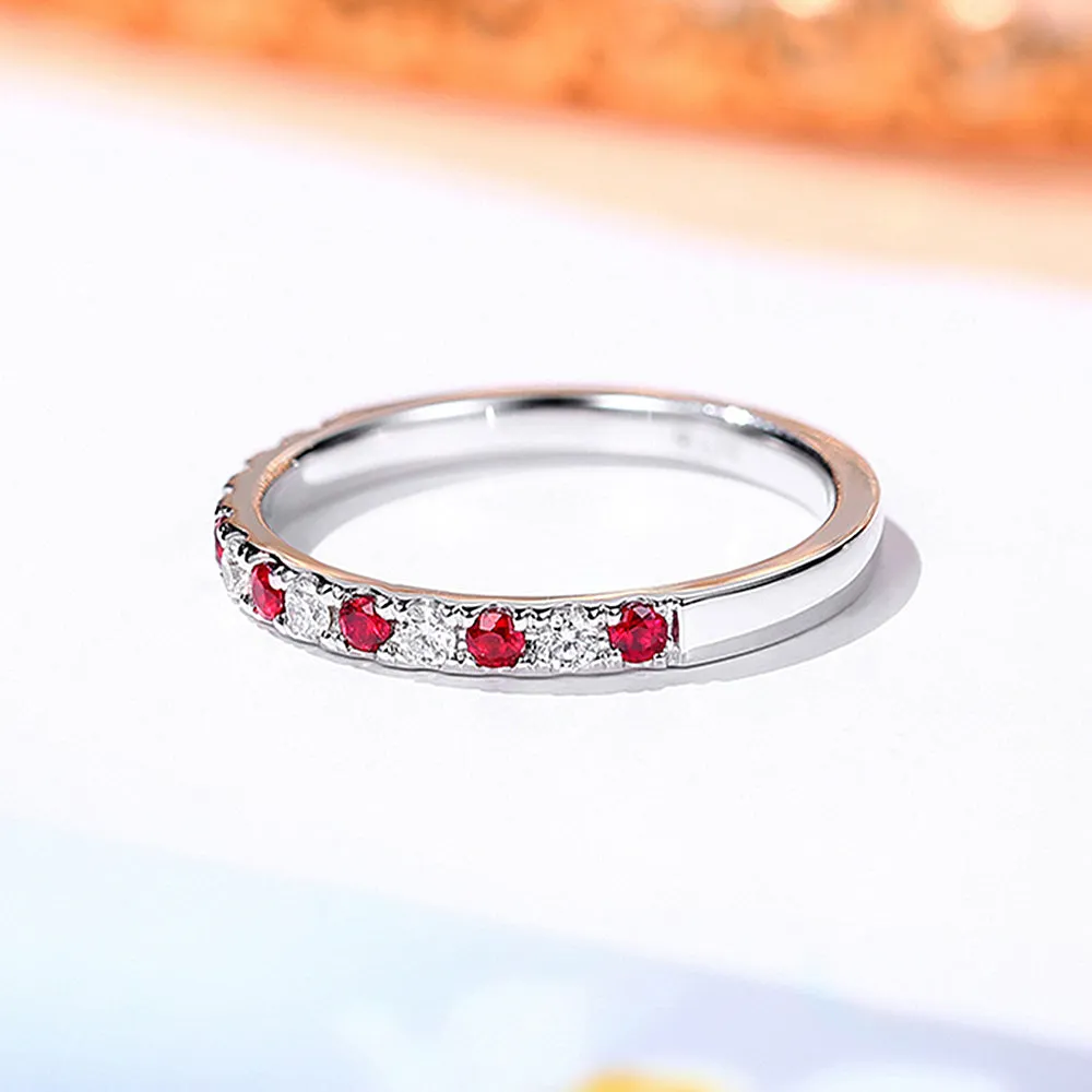Pave Ruby and Diamond Stackable Ring