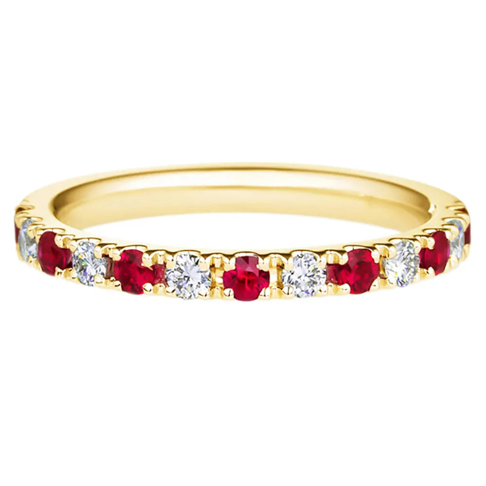 Pave Ruby and Diamond Stackable Ring