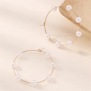Pearl & 18K Gold-Plated Beaded Circle Hoop Earrings
