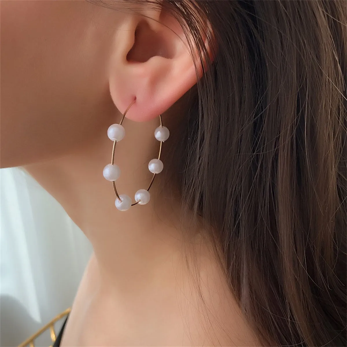 Pearl & 18K Gold-Plated Beaded Circle Hoop Earrings