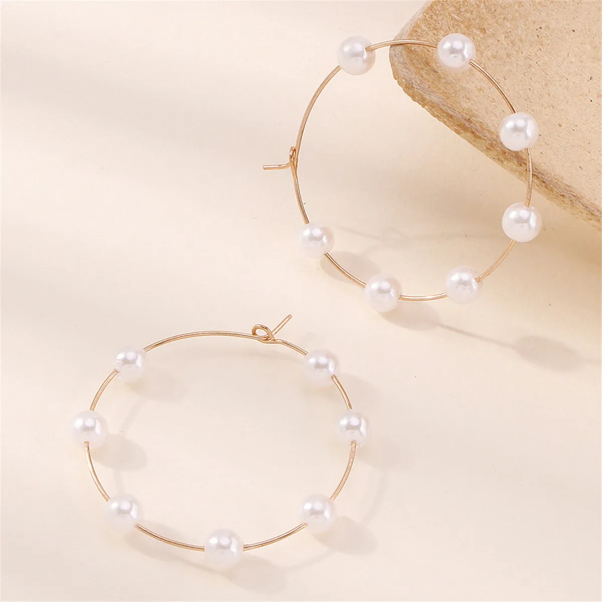 Pearl & 18K Gold-Plated Beaded Circle Hoop Earrings