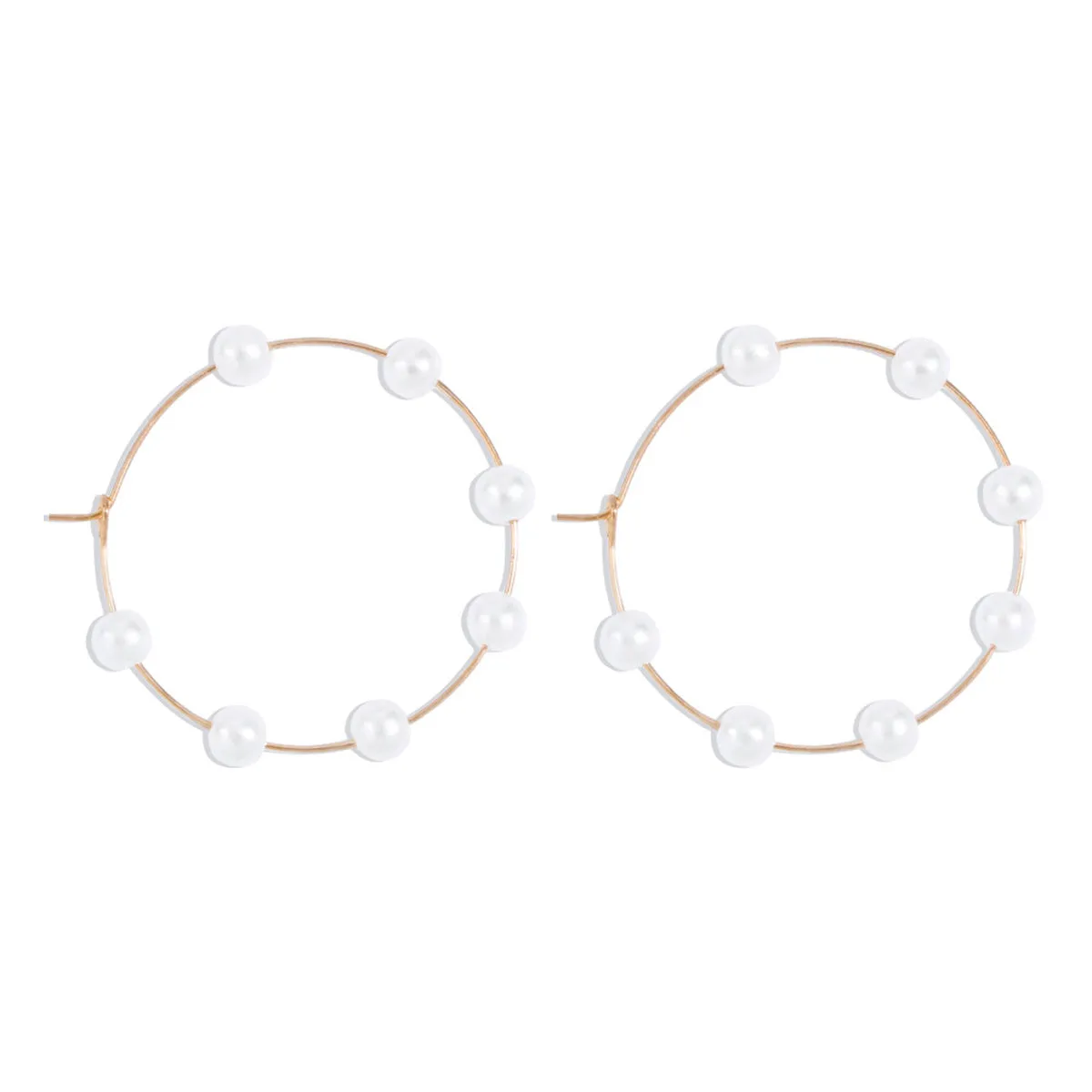 Pearl & 18K Gold-Plated Beaded Circle Hoop Earrings