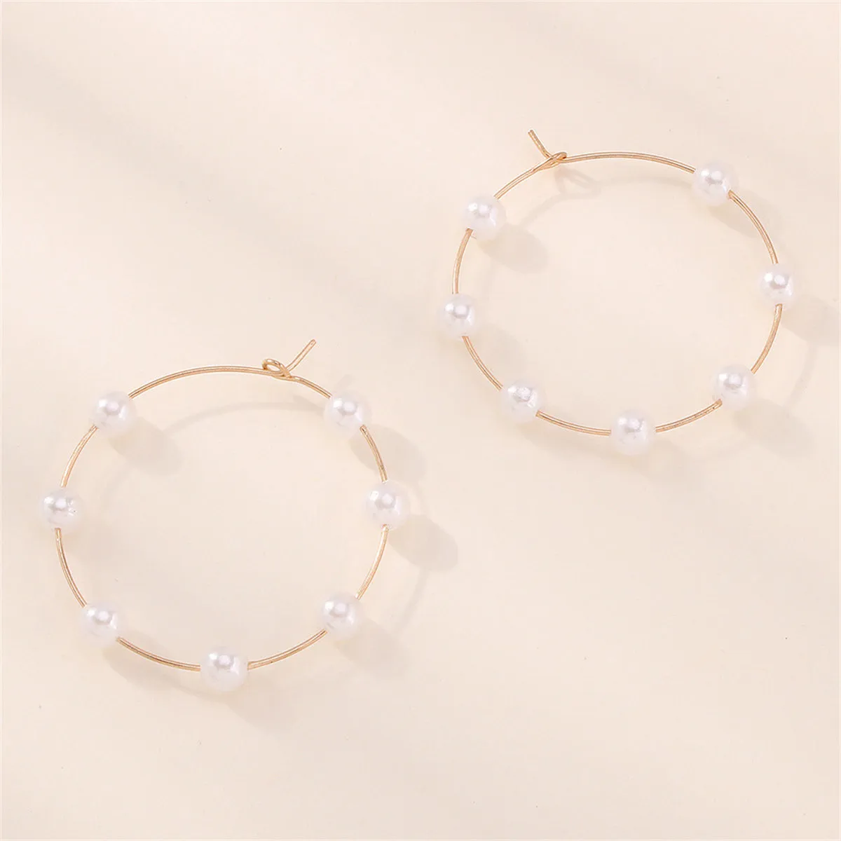Pearl & 18K Gold-Plated Beaded Circle Hoop Earrings